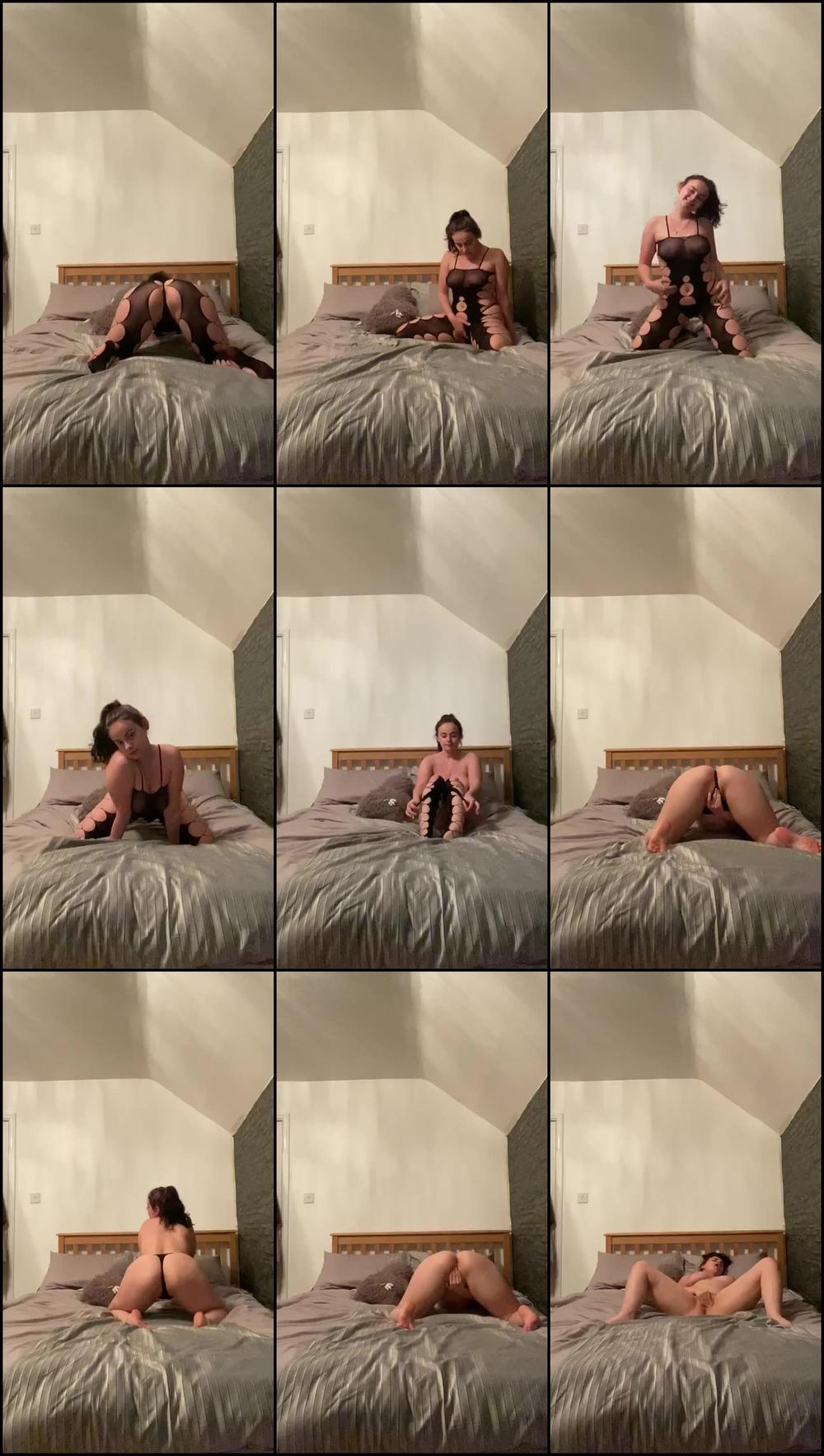 Teen strips and Masturbates in Bed