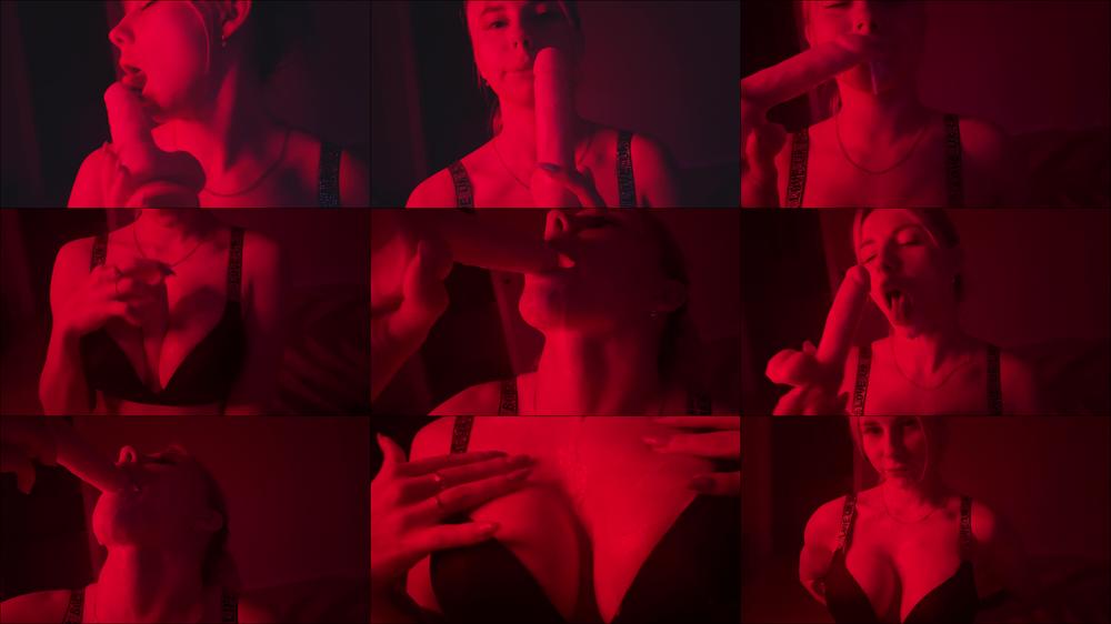 Milky deep blowjob on my toy