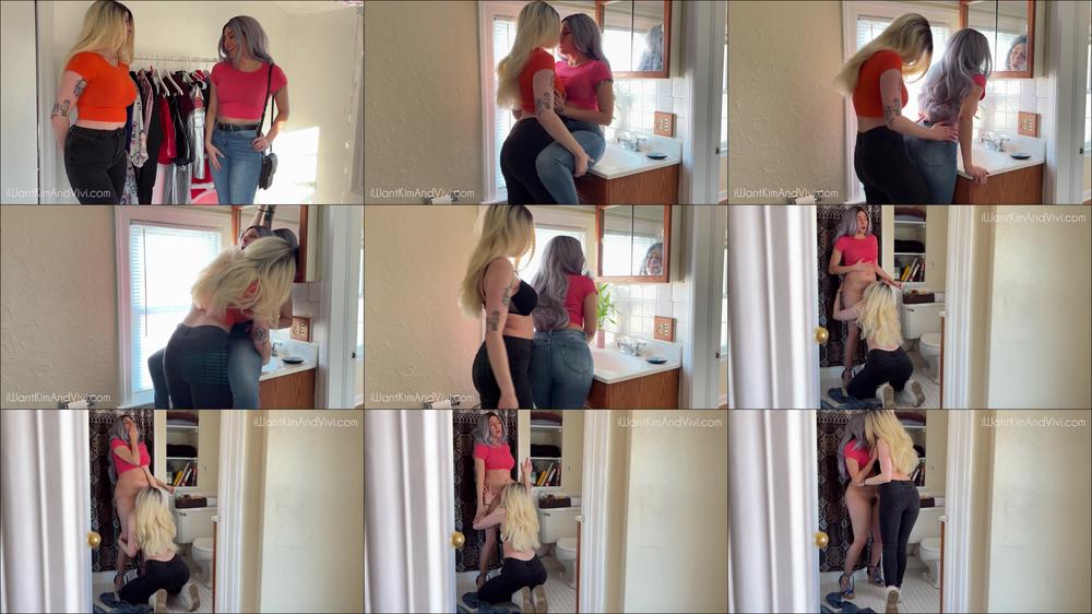 Kim and Vivi - Jeans Humping and Hairy Pussy Eating
