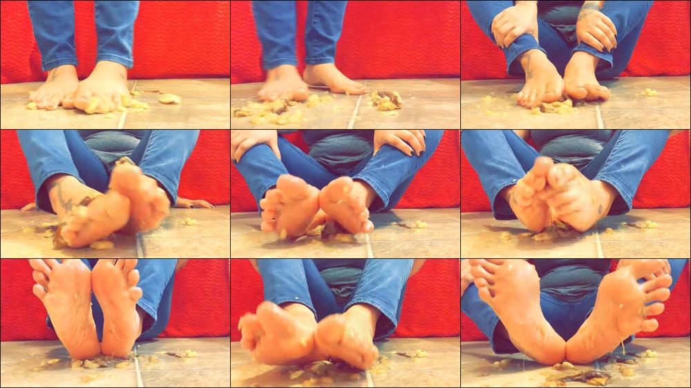 Crushing a banana barefoot with JOI