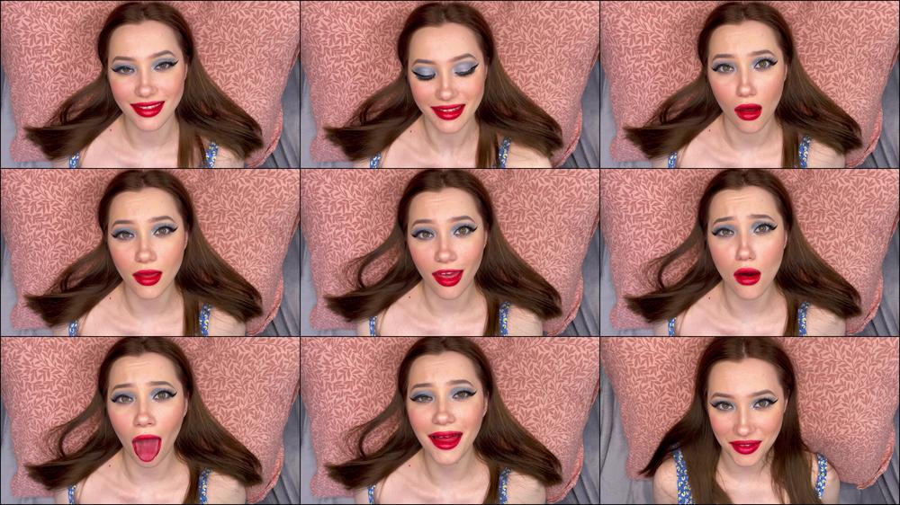 Blue eye shaddow red lipstick face fetish