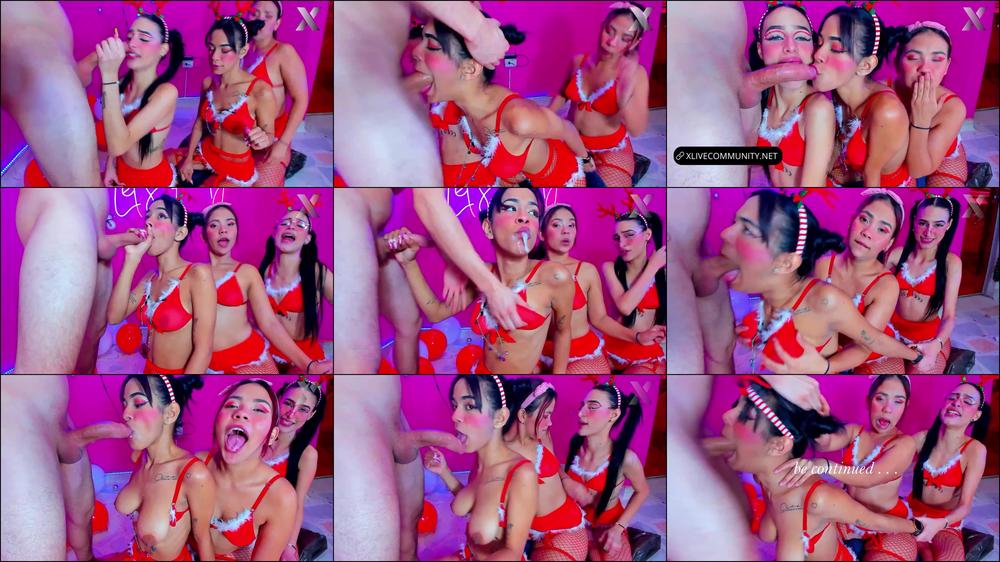 Jazmin & Candy and Roxi Get Her Throats Fucked
