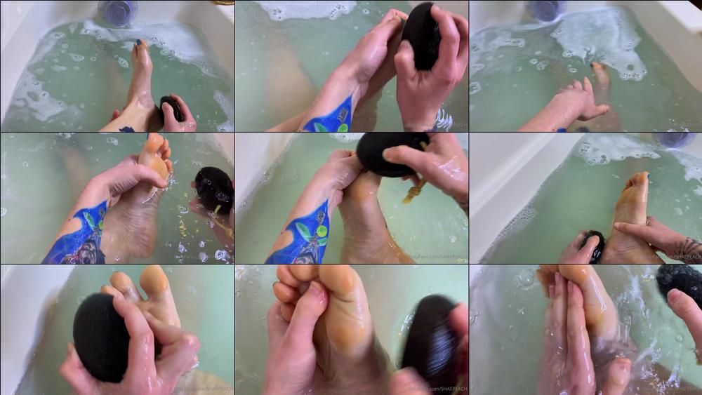 shaepeach 10 01 2021 2005449693 my first video using my new pov mount 4min foot care with a pumice stone in the bath