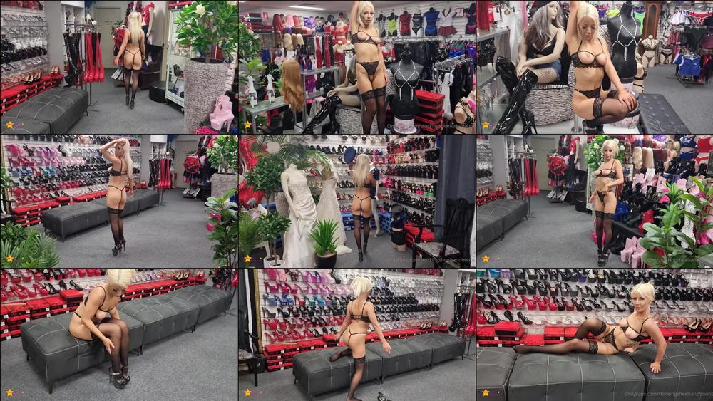 stockingsheelsandboobs 02 04 2022 2411856641 kaitlyn nude harness bra set black stockings snake print 7 inch heels