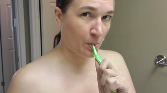 Toothbrushing & Hair Combing Topless - September 11, 2020 (AlleriaMystic)