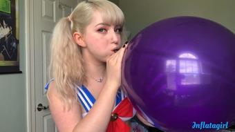 Inflatagirl Blowing My Big Purple Balloon (Inflatagirl)