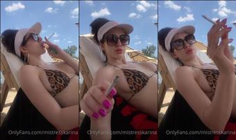 mistresskarina 364209547 2022 07 18 be a good slave and eat my ash while i relax on the beach (MistressKarina)