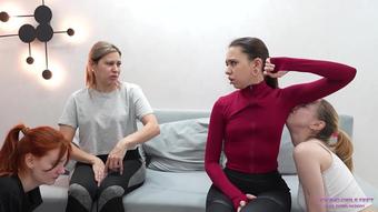 Licking Girls Feet - ALISA and EMILY - Home workout with sluts! (Licking Girls Feet)