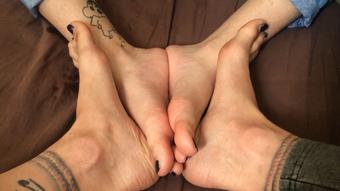 Oiling feet , sisters together (Gypsy Maya)