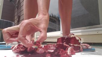 themikaylamiles 14 05 2020 318048368 red velvet cake and tiny man crushed by mikayla s (themikaylamiles)