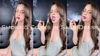 Smoking Corks in Sage Dress (Dani Lynn)