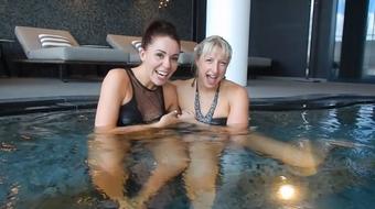 Blonde & Brunette Public Lesbian MFF 3Sum Spa Day (TIFFANY SNOW XXX)
