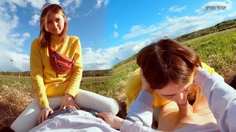 Oral creampie for young girl outdoors 4K (SpookyBoogie)