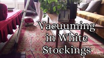 Vacuuming in White Pantihose - May 25, 2021 (Claudia Kink)