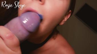 Blowjob And Handjob With A Blue Condom (Rosie Skye)