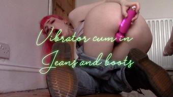 Vibrator masturbation in jeans and boots (Ellie Haze)