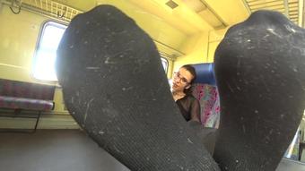 Gymbabe Kinky Nerdy Girl On Train Sock Worship (GymBabe)