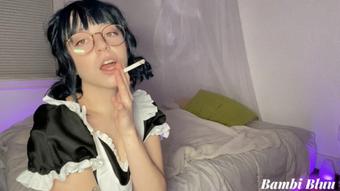 Maid in Glasses Smoking Solo POV (Bambi Bluu)