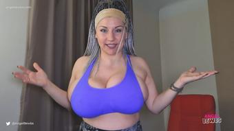 Huge tits bouncing in sports bra (AngelBewbs)