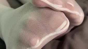 French Pedicure Feet In White Nylons (Pink Foxx)
