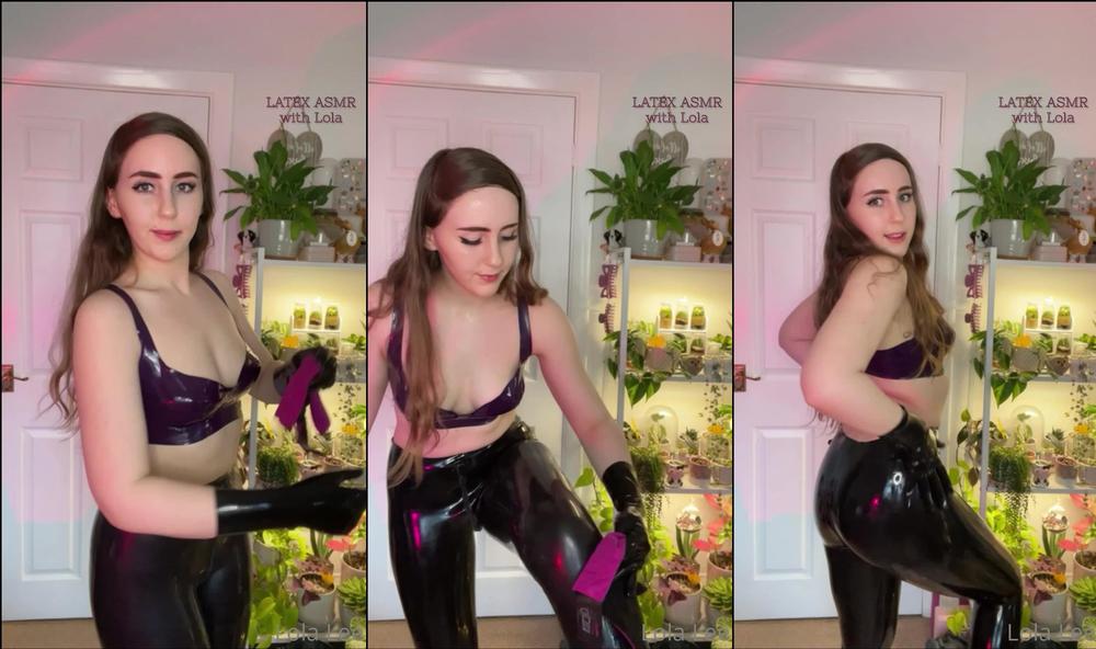 lolalee x 534977807 2023 03 07 shine my latex with me wearing my new latex leggings my short latex gloves my purple latex br