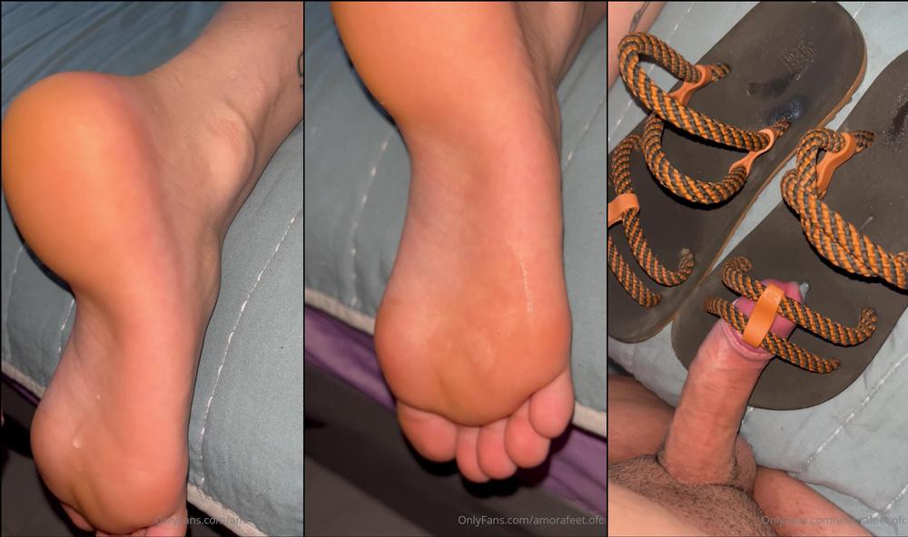 amorafeet 1.ofc 1149602248 while i sleep he massage my soles with his cock and then cum on my flip flops so horny 1