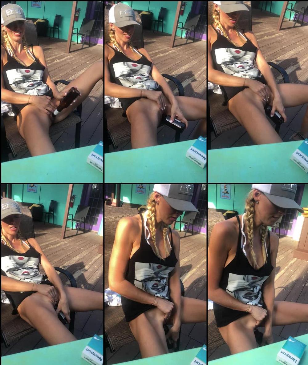 hollyhotwife 04 12 2018 17255771 Just squirting at a bar patio during broad daylight with an audience by fucking a beer bot
