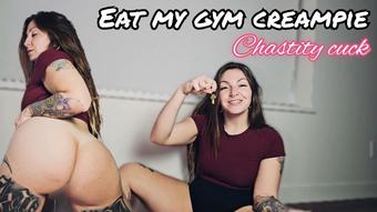 Chastity cuck eats gym bro's creampie - December 14, 2024 (Spookybunz)