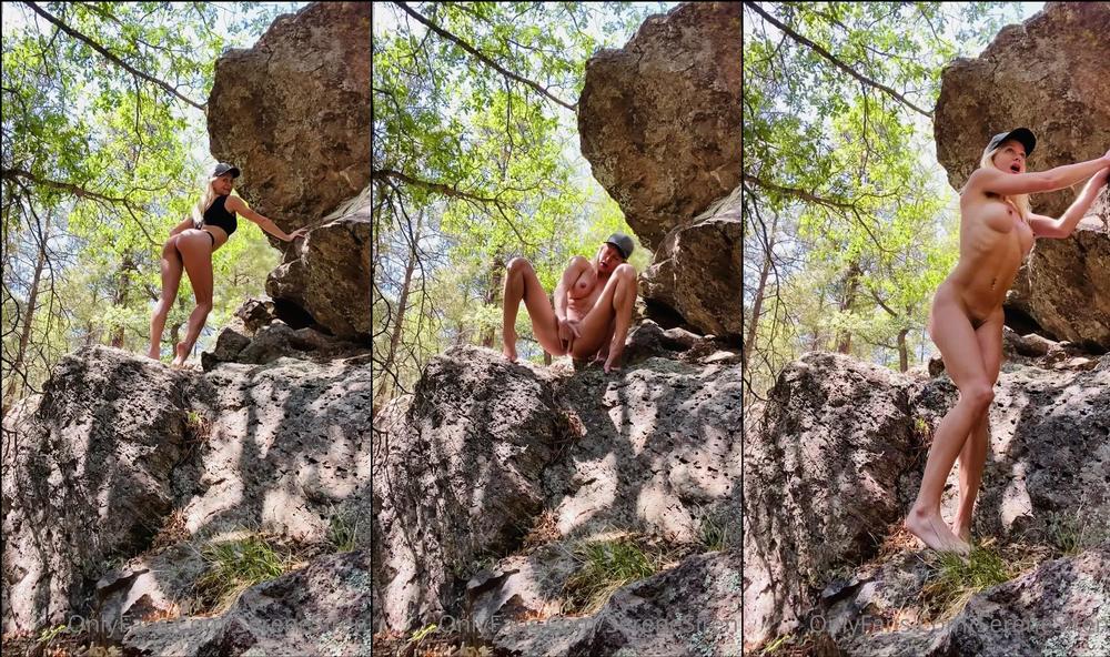 serenesiren 160472851 squirt girl strikes again squirt fingering masturbation outside nature outdoors nude barefoot solo 1