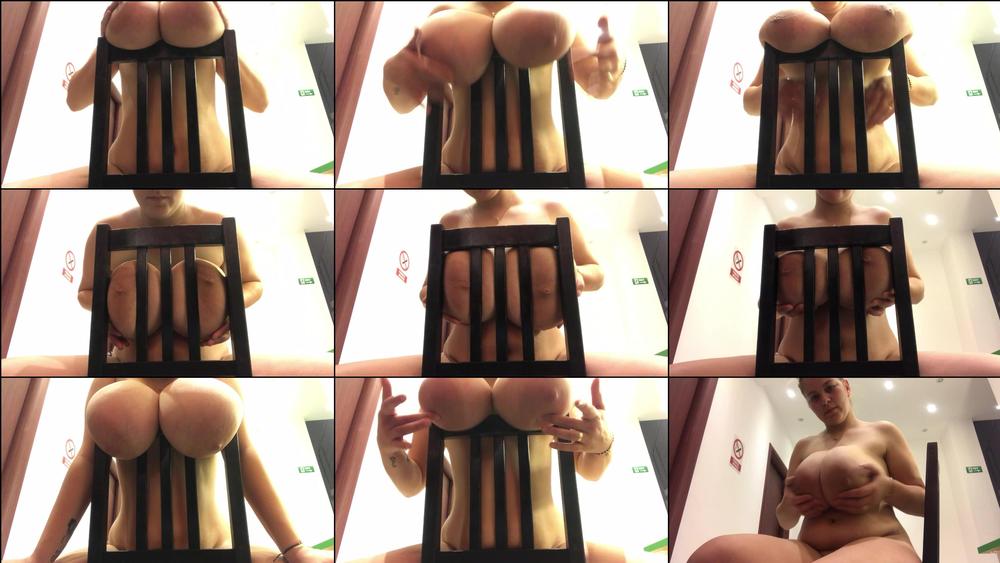 Huge boobs freely hanging on chair - January 14, 2020