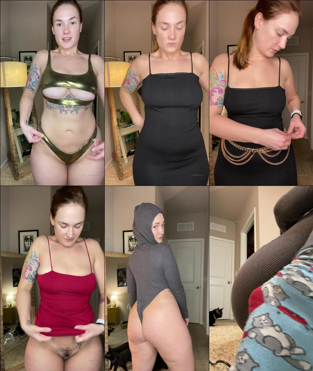 siridahl 16452012 trying on a few dresses a bikini and a cool slutty sweatpantshoodie set 1