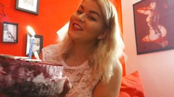 Bday cake on my huge boobs & pussy play - October 22, 2018 (HugeBoobsErin)