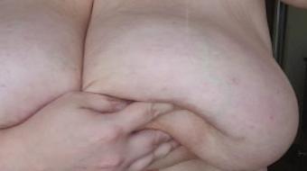 Rubbing oil on my gigantic mommy milkers - April 13, 2023 (BustyBigBooty)
