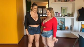 2 busty BBWs play with their huge boobs - February 08, 2024 (HugeBoobsErin)