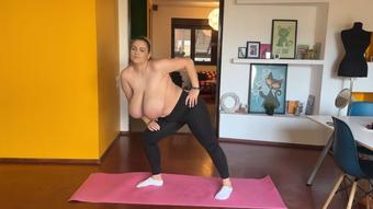 Topless yoga moves - February 07, 2024 (HugeBoobsErin)