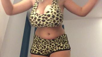 Leopard sweetie gone wild, shaking boobs - May 08, 2018 (HugeBoobsErin)